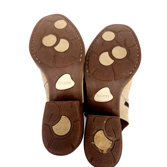 Born Boots Womens 10 M Margrit Side Zip Slingback Ankle Bootie Beige Heels - Picture 8 of 8